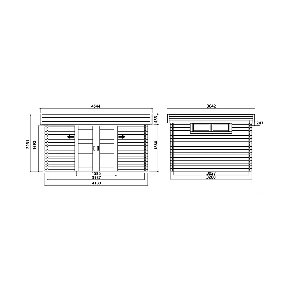 Casetta in legno VIBORG 418 x 328 x 228 EXTRA SPESSORE 40 mm-28323