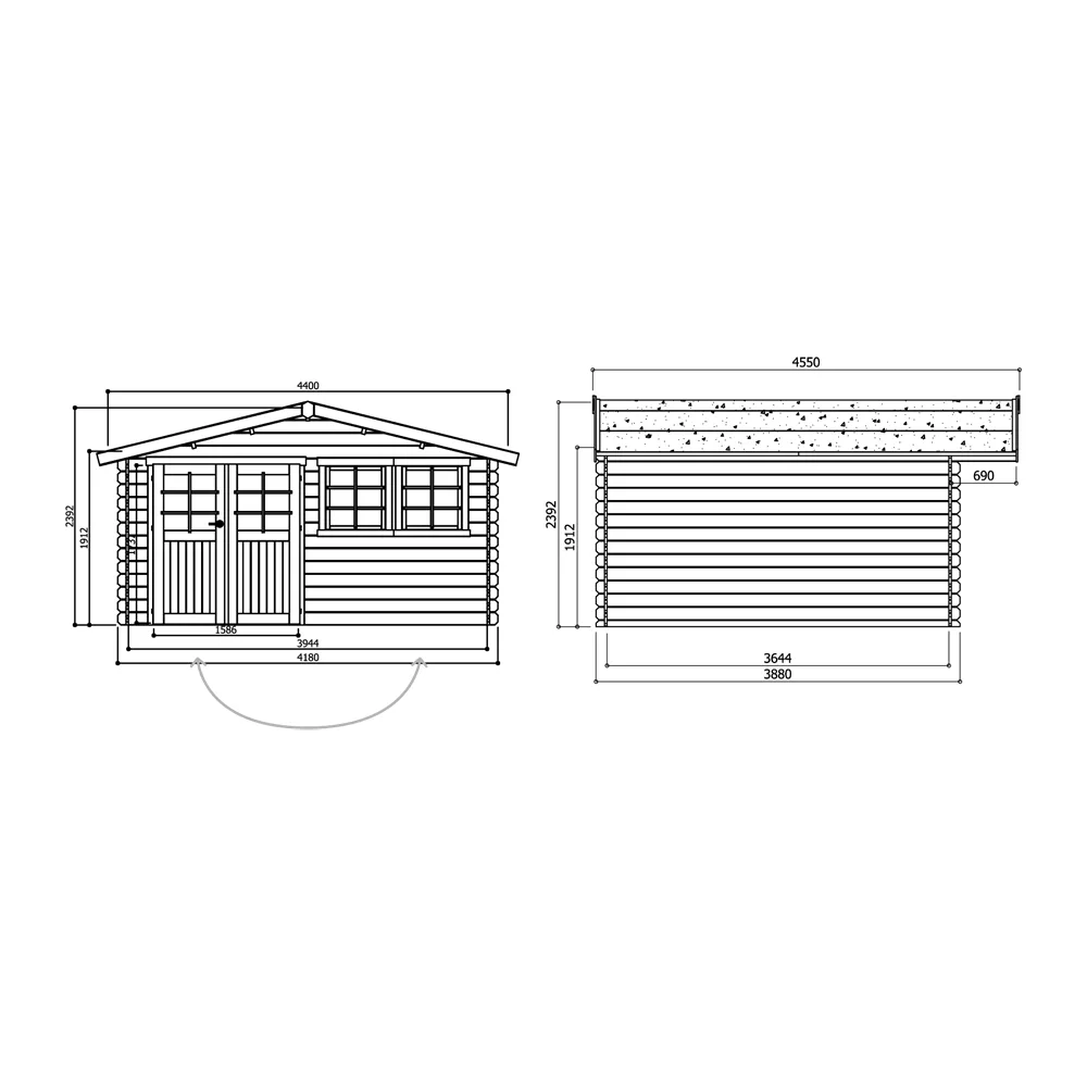 Casetta in legno VISP 418 x 388 x 239 spessore 28 pavimento COMPRESO-28279