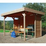 Tettoia Gazebo in Legno Chiuso Impregnato REGENSBURG - 344 x 258 cm-0