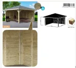 Gazebo in Legno Chiuso KIOSK Tetto con tegole + frangivista 437x437 cm - Antivento-45355
