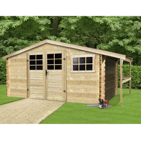 Onlywood Casetta in legno da giardino SAT 464 x 301 x 218 h. cm - con Tettoia-0