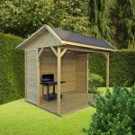 Gazebo in Legno Chiuso RONSBURG + Frangivista 340 x 250 cm-0