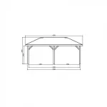 Gazebo in Legno KIOSK Tetto con tegole 629x347 cm - Antivento-31465