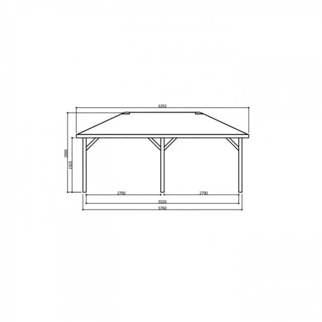 Gazebo in Legno KIOSK Tetto con tegole 629x347 cm - Antivento-31465