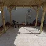 Gazebo in Legno KIOSK Tetto con tegole 449x347 cm - Antivento-47857
