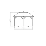Gazebo in Legno KIOSK Tetto con tegole 449x347 cm - Antivento-31469