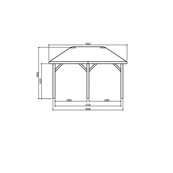 Gazebo in Legno KIOSK Tetto con tegole 449x347 cm - Antivento-31469