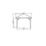 Gazebo in Legno KIOSK Tetto con tegole 449x347 cm - Antivento-31470