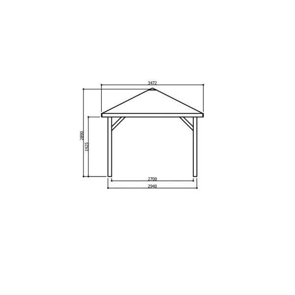 Gazebo in Legno KIOSK Tetto con tegole 449x347 cm - Antivento-31470