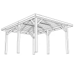 Gazebo in Legno KIOSK Tetto con tegole 449x347 cm - Antivento-42207