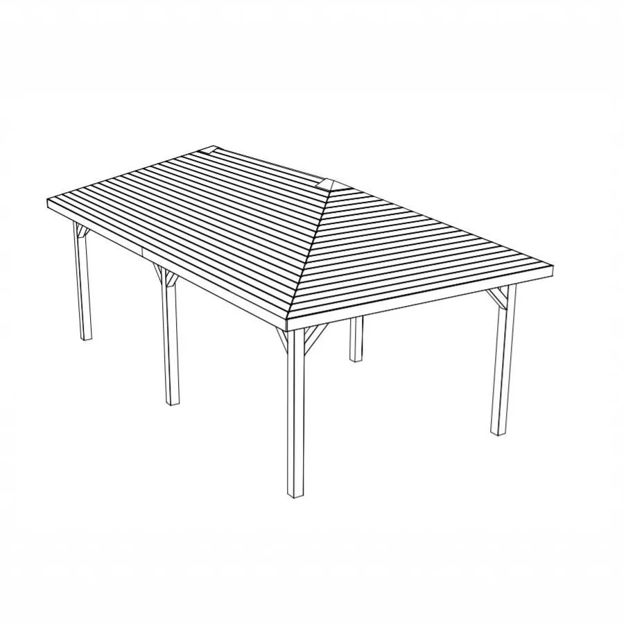 Gazebo in Legno KIOSK Tetto con tegole 629x347 cm - Antivento-43620