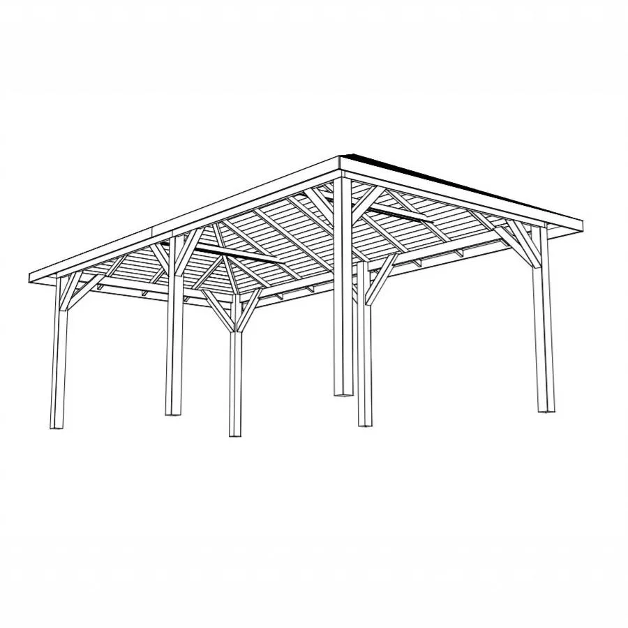 Gazebo in Legno KIOSK Tetto con tegole 629x347 cm - Antivento-43621