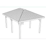 Gazebo in Legno KIOSK Tetto con tegole 449x347 cm - Antivento-42206