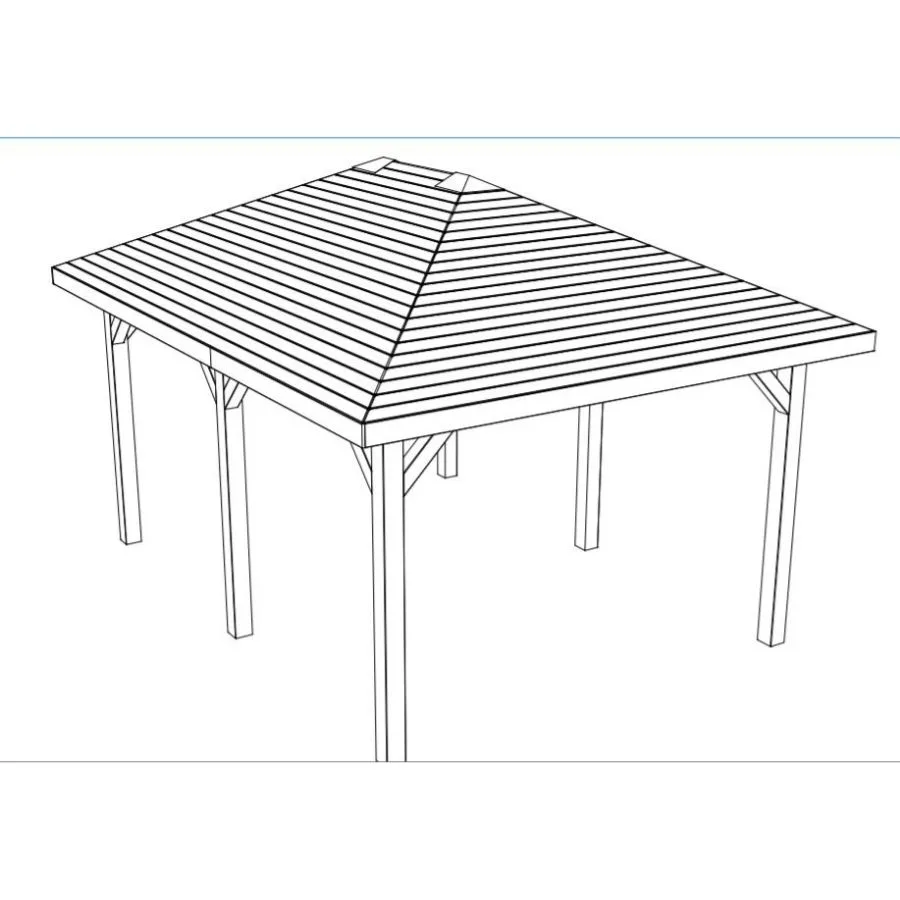 Gazebo in Legno KIOSK Tetto con tegole 449x347 cm - Antivento-42206