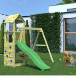 Parco Giochi in Legno Autoclavato Fungoo FLAPPI Torre con Scivolo e Altalene-33518