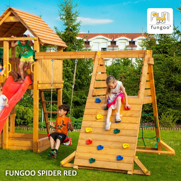 Set Altalena e Parete per Arrampicata SPIDER RED - Accessorio Fungoo -0