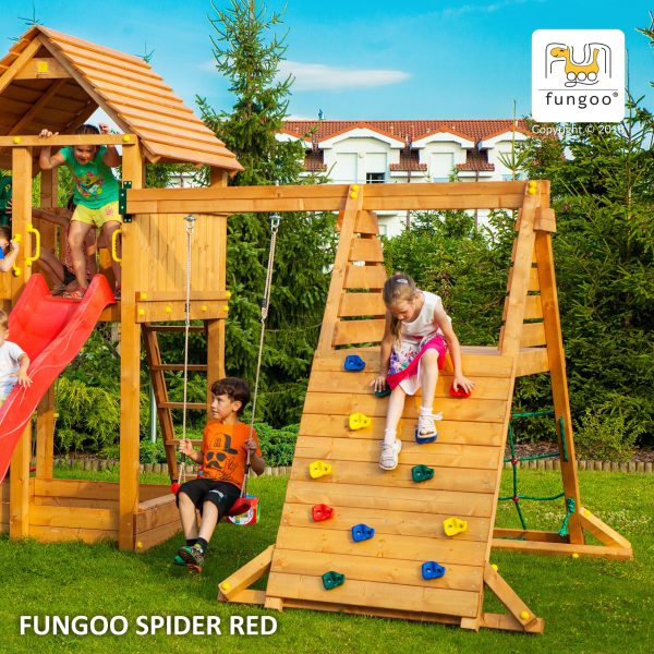 Set Altalena e Parete per Arrampicata SPIDER RED - Accessorio Fungoo -0