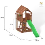Parco Giochi in Legno verniciato Color Teak Fungoo FORTRESS Torre con Scivolo - foto 3