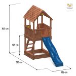Parco Giochi in Legno Verniciato Color Teak Fungoo JOY Torre con Scivolo-33211