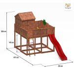 Parco Giochi in Legno Verniciato Color Teak Fungoo MY SPACE XL Torre con Scivolo e Casetta-33286