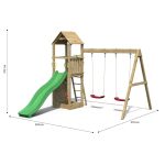 Parco Giochi in Legno Autoclavato Fungoo FLAPPI Torre con Scivolo e Altalene-55822