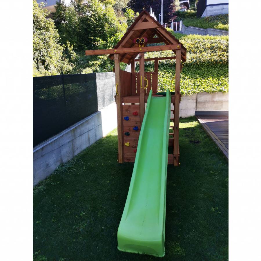 Parco Giochi in Legno verniciato Color Teak Fungoo FORTRESS Torre con Scivolo-43457