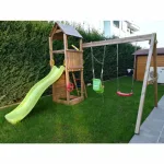 Parco Giochi in Legno Autoclavato Fungoo FLAPPI Torre con Scivolo e Altalene - foto 11