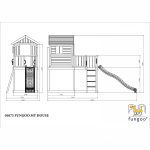 Parco Giochi in Legno Verniciato Color Teak Fungoo MY HOUSE Torre con Scivolo e Casetta-42457