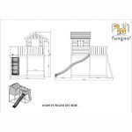 Parco Giochi in Legno Verniciato Color Teak Fungoo MY SIDE Torre con Scivolo e Casetta-42463
