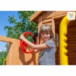 Parco Giochi in Legno Verniciato Color Teak Fungoo MY SIDE Torre con Scivolo e Casetta-42462
