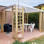 Onlywood Gazebo in legno impregnato ONLY 300 x 300 cm con Telo PVC + 8 Grigliati-47325
