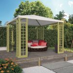 Onlywood Gazebo in legno impregnato ONLY 300 x 300 cm con Telo PVC + 8 Grigliati-42323