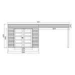 Casetta in legno impregnato SALERNO 591 x 198 x 225 h. cm con pergolato - Carico neve 30 kg al Mq-34487