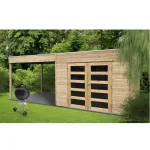 Casetta in legno impregnato SALERNO 591 x 198 x 225 h. cm con pergolato - Carico neve 30 kg al Mq-42270