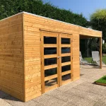 Casetta in legno impregnato TARENTO 591 x 290 x 225 h. cm con pergolato - Carico neve 30 kg al Mq-42249