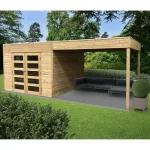 Casetta in legno impregnato TARENTO 591 x 290 x 225 h. cm con pergolato - Carico neve 30 kg al Mq-0