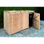 Onlywood Porta bidoni da esterno 3 Scomparti 215 x 80 x 120 h.cm in Legno Trattato - RACCOLTA DIFFERENZIATA-35295