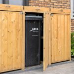 Onlywood Porta bidoni da esterno 3 Scomparti 215 x 80 x 120 h.cm in Legno Trattato - RACCOLTA DIFFERENZIATA-82582