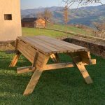 Onlywood Tavolo Picnic in Legno EXCELLENT 220 x 155 cm - con Panche Pieghevoli-45988
