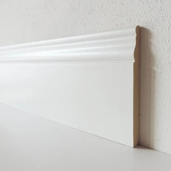 Battiscopa Legno BIANCO Laccato - Modello Ducale - 140 x 13 mm - Asta 2,5 m-0