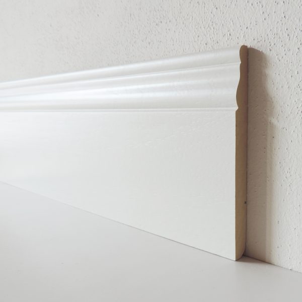 Battiscopa Legno BIANCO Laccato - Modello Ducale - 140 x 13 mm - Asta 2,5 m-0