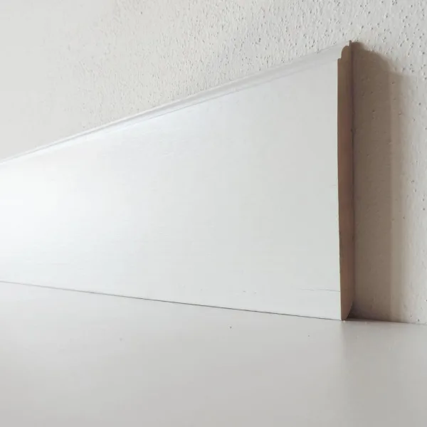 Battiscopa Legno BIANCO Laccato - Modello Enea - 120 x 13 mm - Asta 2,5 m-0
