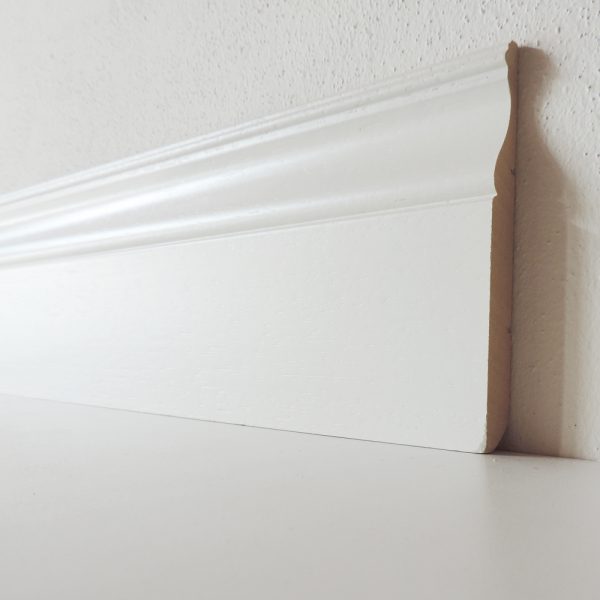 Battiscopa Legno BIANCO Laccato - Modello Luxor - 120 x 13 mm - Asta 2,5 m-0