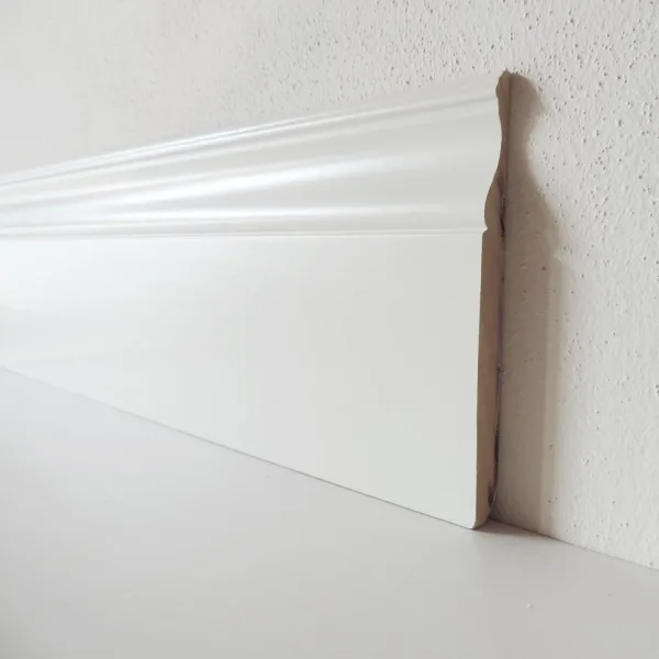Battiscopa Legno BIANCO Laccato - Modello Luxor - 140 x 13 mm - Asta 2,5 m-0