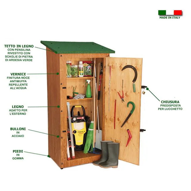 Armadio da Esterno in Legno PIAVE 90 x 72 x 185 cm - Verniciato Noce-36832