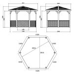 Gazebo in Legno Impregnato PAVILION 351 x 305 cm-36802