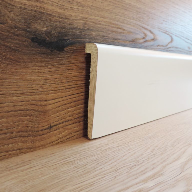 Copri Battiscopa Bianco in Legno Massello - 95 x 18 mm - Asta da 2,5 metri-0