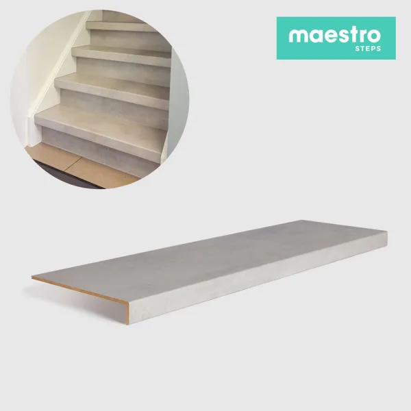 GRADINO LIGHT GREY STONE Rivestimento Scale Interne Fai da te - Larghezza max 130 cm-0