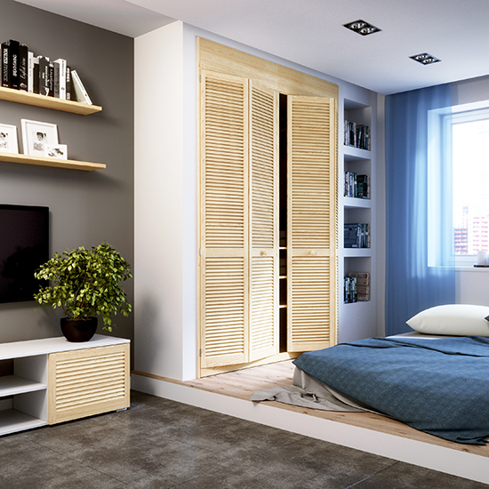 Onlywood Ante per Armadio a Muro a Persiana 610 x 2050 mm in Legno Naturale-0