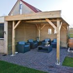 Onlywood Gazebo in Legno Impregnato MODERN 356 x 356 cm con Tetto in Legno Piatto - Antivento-56796